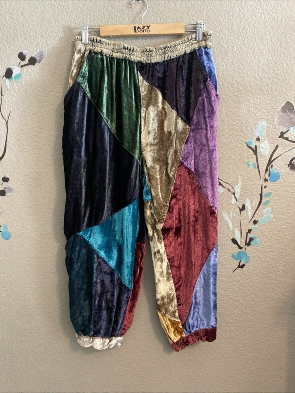 sacred threads patchwork harem pants L Boho Gypsy Velvet Lagen